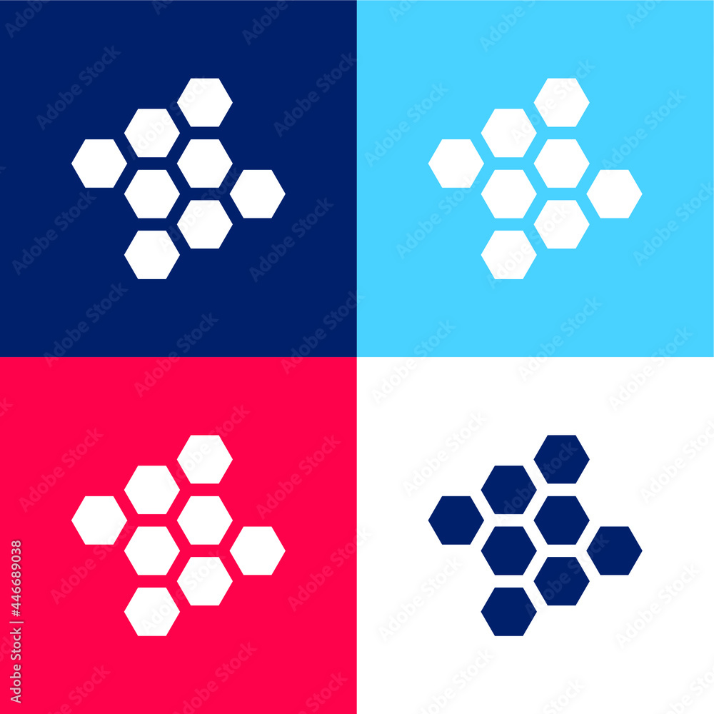 Bond blue and red four color minimal icon set Bond blue and red four color minimal icon set