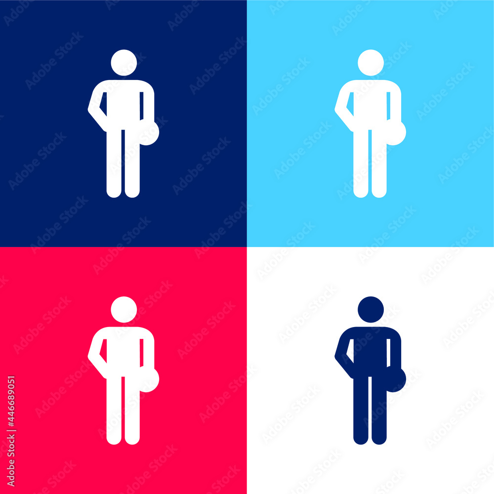 Bowling Silhouette blue and red four color minimal icon set Bowling Silhouette blue and red four color minimal icon set