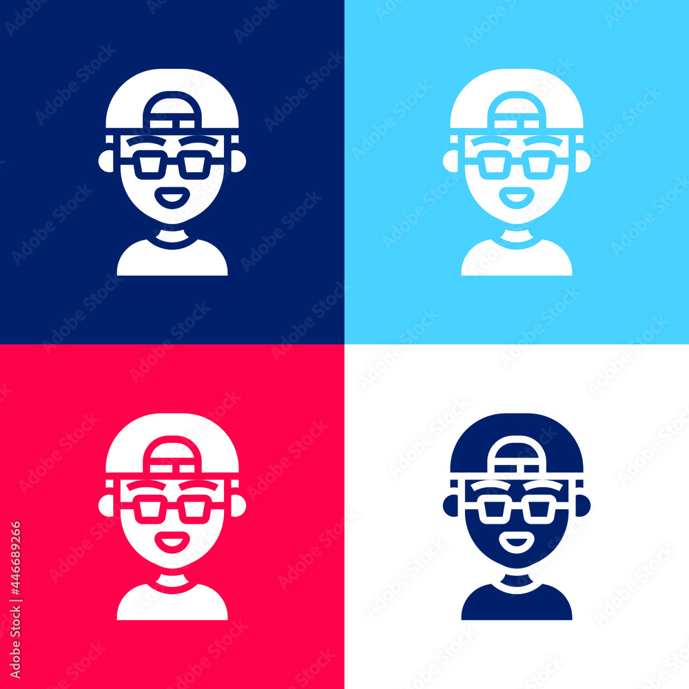 Boy blue and red four color minimal icon set