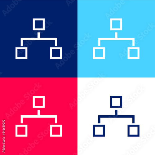 Blocks Scheme Graphic blue and red four color minimal icon set