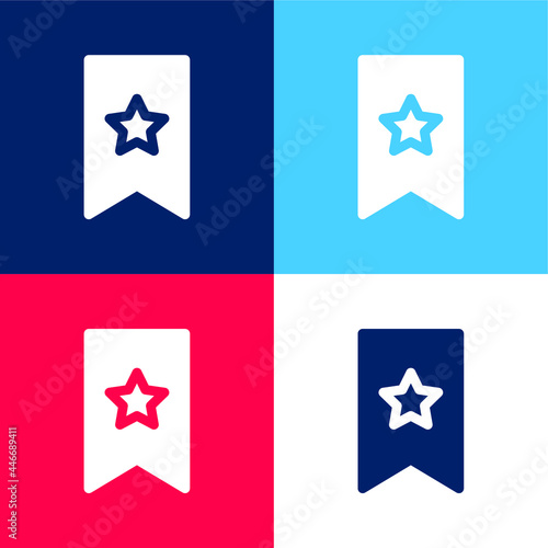 Bookmark blue and red four color minimal icon set