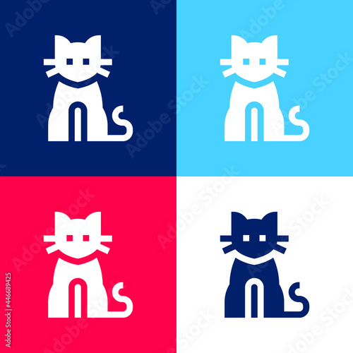 Black Cat blue and red four color minimal icon set