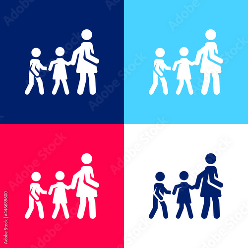 Babysitter blue and red four color minimal icon set