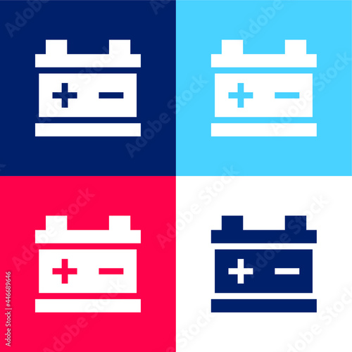 Battery blue and red four color minimal icon set
