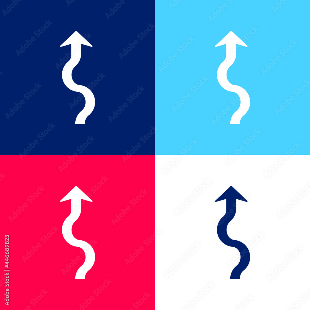 Arrow Squiggly blue and red four color minimal icon set Arrow Squiggly blue and red four color minimal icon set