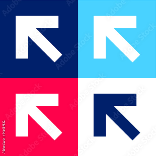 Arrow Pointing Upper Left Corner blue and red four color minimal icon set