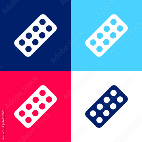 Antibiotics blue and red four color minimal icon set