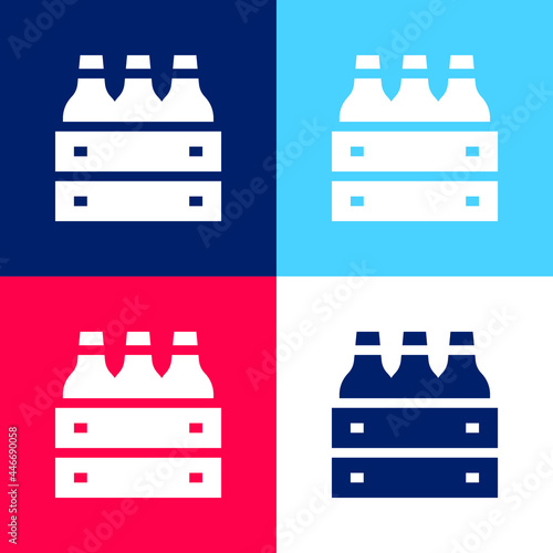 Beer blue and red four color minimal icon set