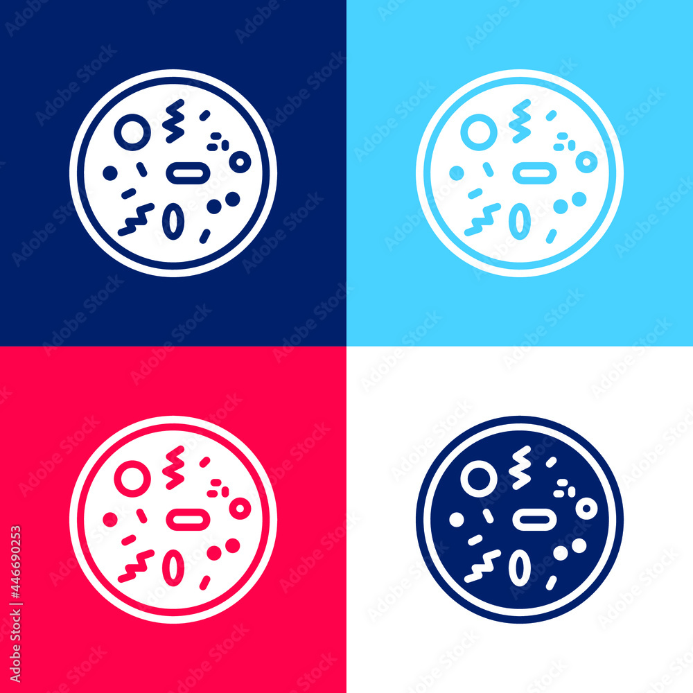 Bacteria blue and red four color minimal icon set Bacteria blue and red four color minimal icon set