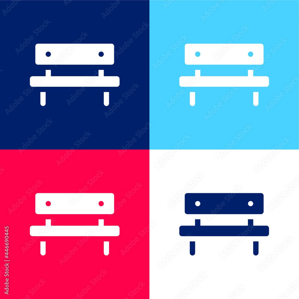 Bench blue and red four color minimal icon set Bench blue and red four color minimal icon set