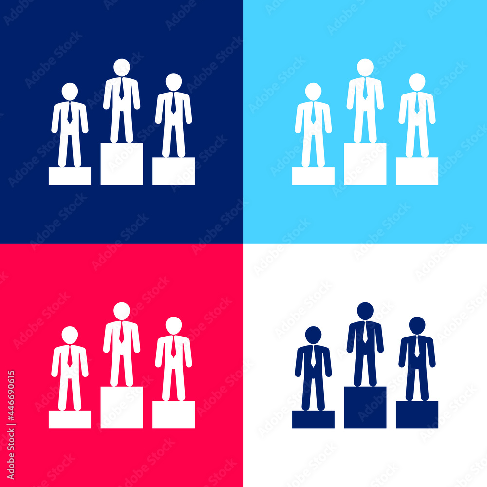 Best Businessman Team Of Three blue and red four color minimal icon set Best Businessman Team Of Three blue and red four color minimal icon set