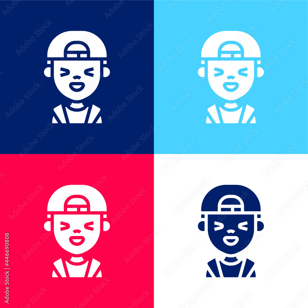 Fototapeta premium Boy blue and red four color minimal icon set