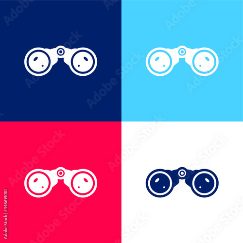 Binocular blue and red four color minimal icon set