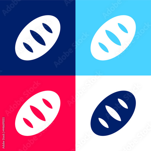 Bread blue and red four color minimal icon set
