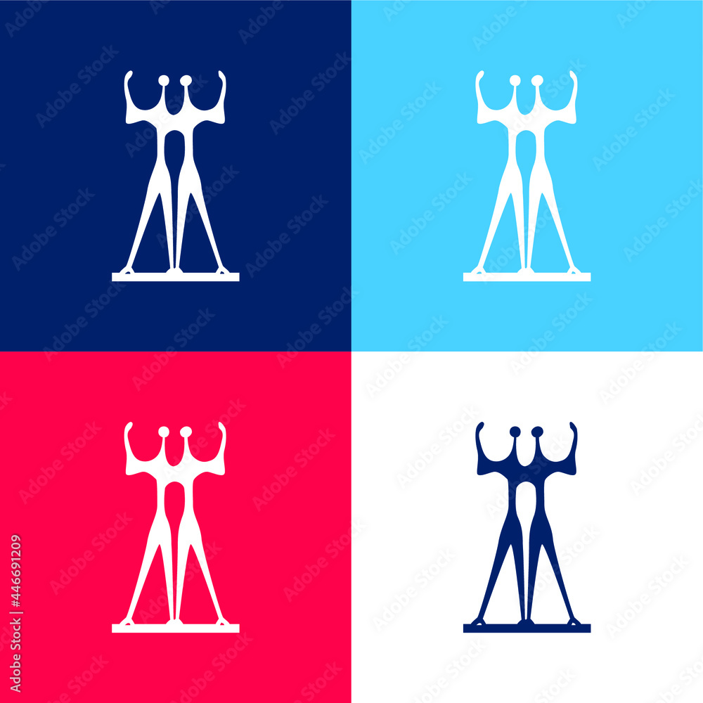 Abstract blue and red four color minimal icon set Abstract blue and red four color minimal icon set