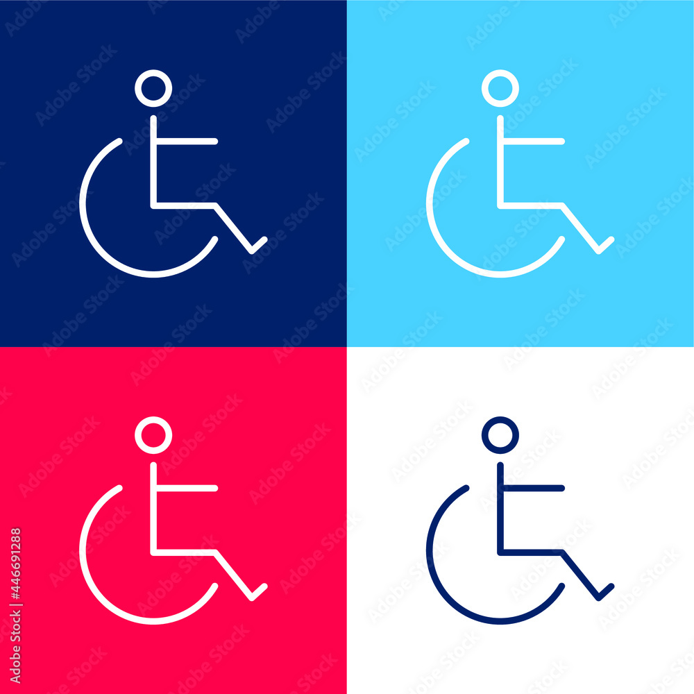 Accessibility Sign blue and red four color minimal icon set Accessibility Sign blue and red four color minimal icon set