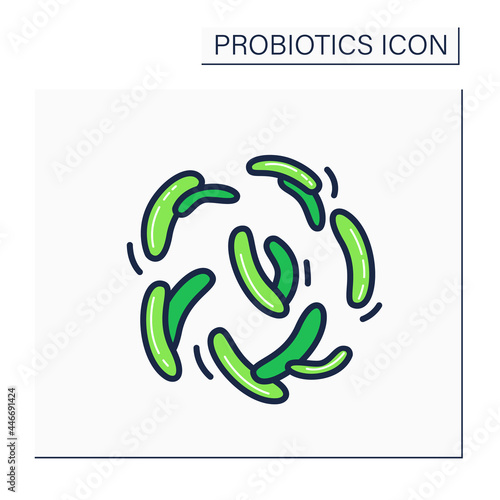 Lactobacillus color icon. Prebiotic microbiome sign. Bacteriology and gastrointestinal health concept. Good bacterial flora for human. Isolated vector illustration