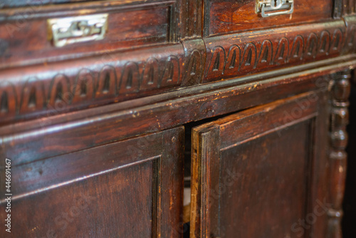 Old wooden cabinet for the kitchen.