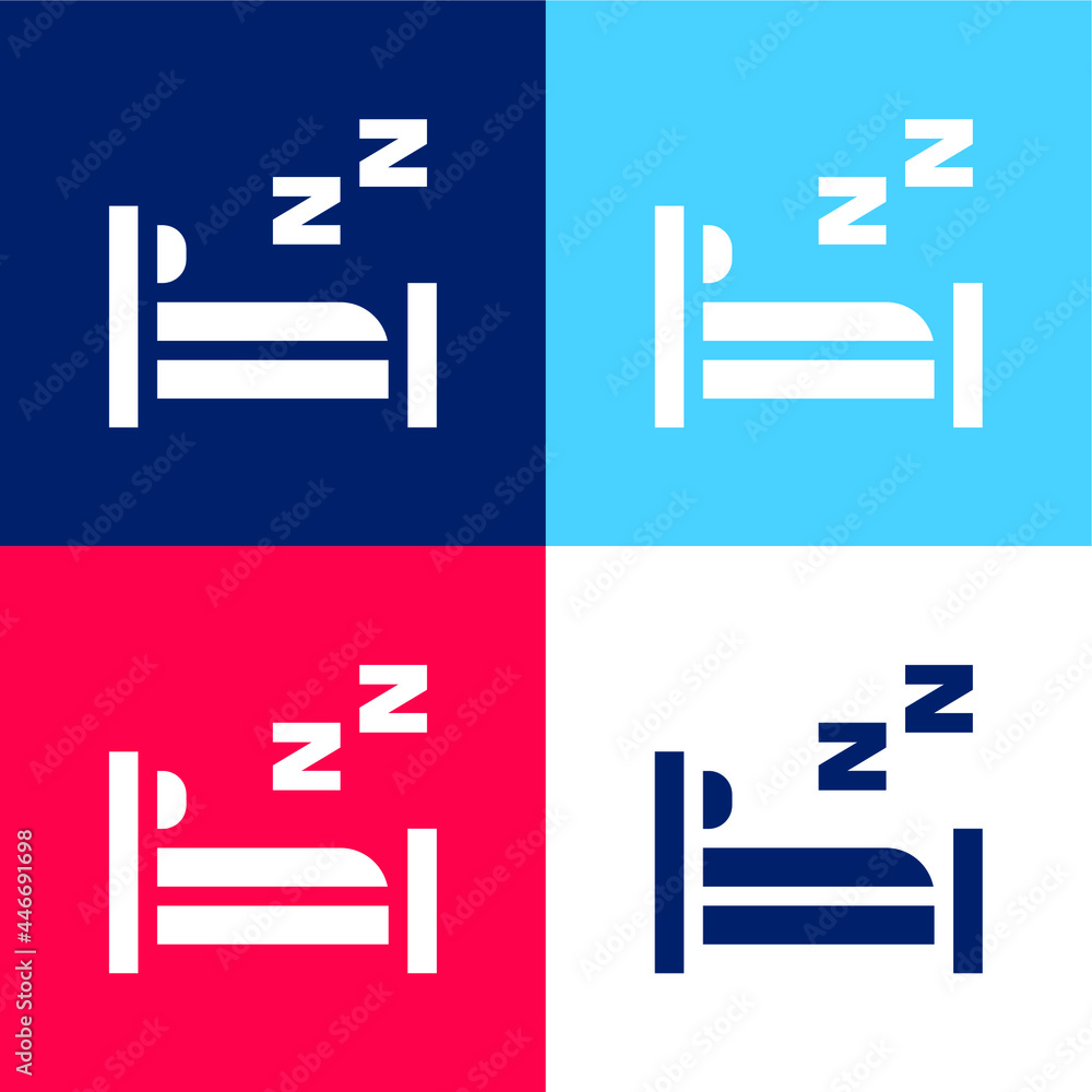 Bed blue and red four color minimal icon set Bed blue and red four color minimal icon set