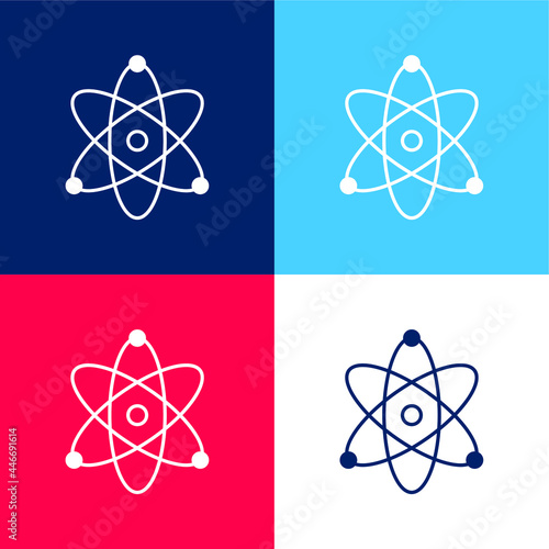 Atom blue and red four color minimal icon set