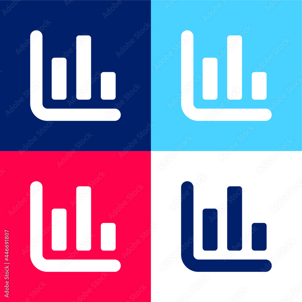 Fototapeta premium Bar Stat blue and red four color minimal icon set