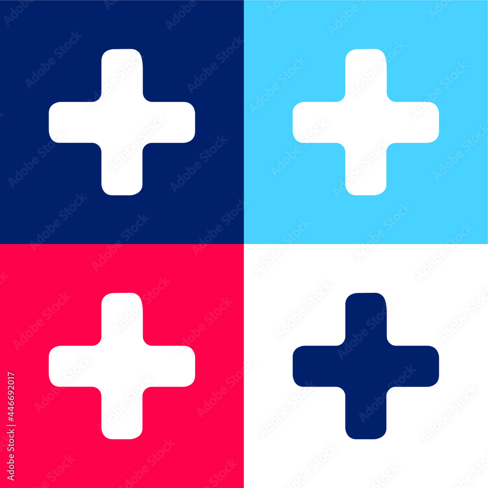 Addition Plus Sign blue and red four color minimal icon set Addition Plus Sign blue and red four color minimal icon set