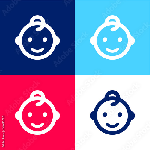 Baby blue and red four color minimal icon set