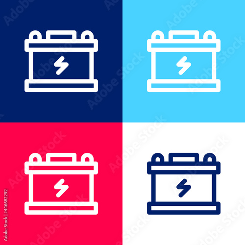 Battery blue and red four color minimal icon set