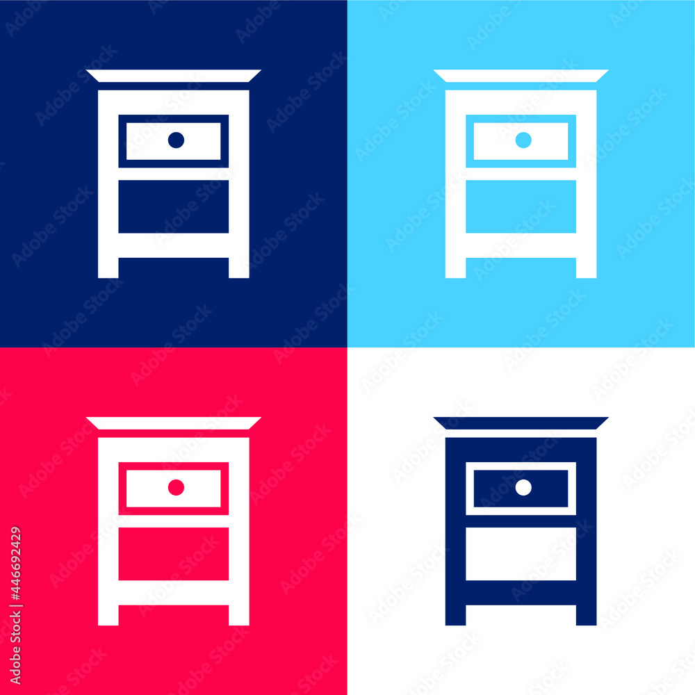 Bedroom Furniture Small Table For Bed Side blue and red four color minimal icon set Bedroom Furniture Small Table For Bed Side blue and red four color minimal icon set