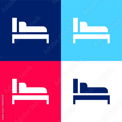 Bed blue and red four color minimal icon set