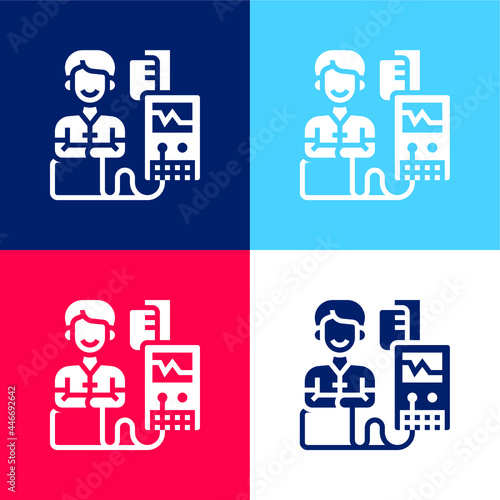 Blood Donation blue and red four color minimal icon set