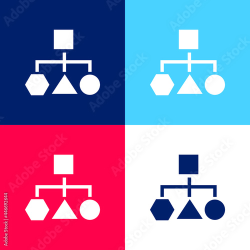 Block Scheme Of Geometrical Shapes blue and red four color minimal icon set