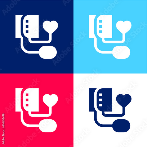 Blood Pressure blue and red four color minimal icon set