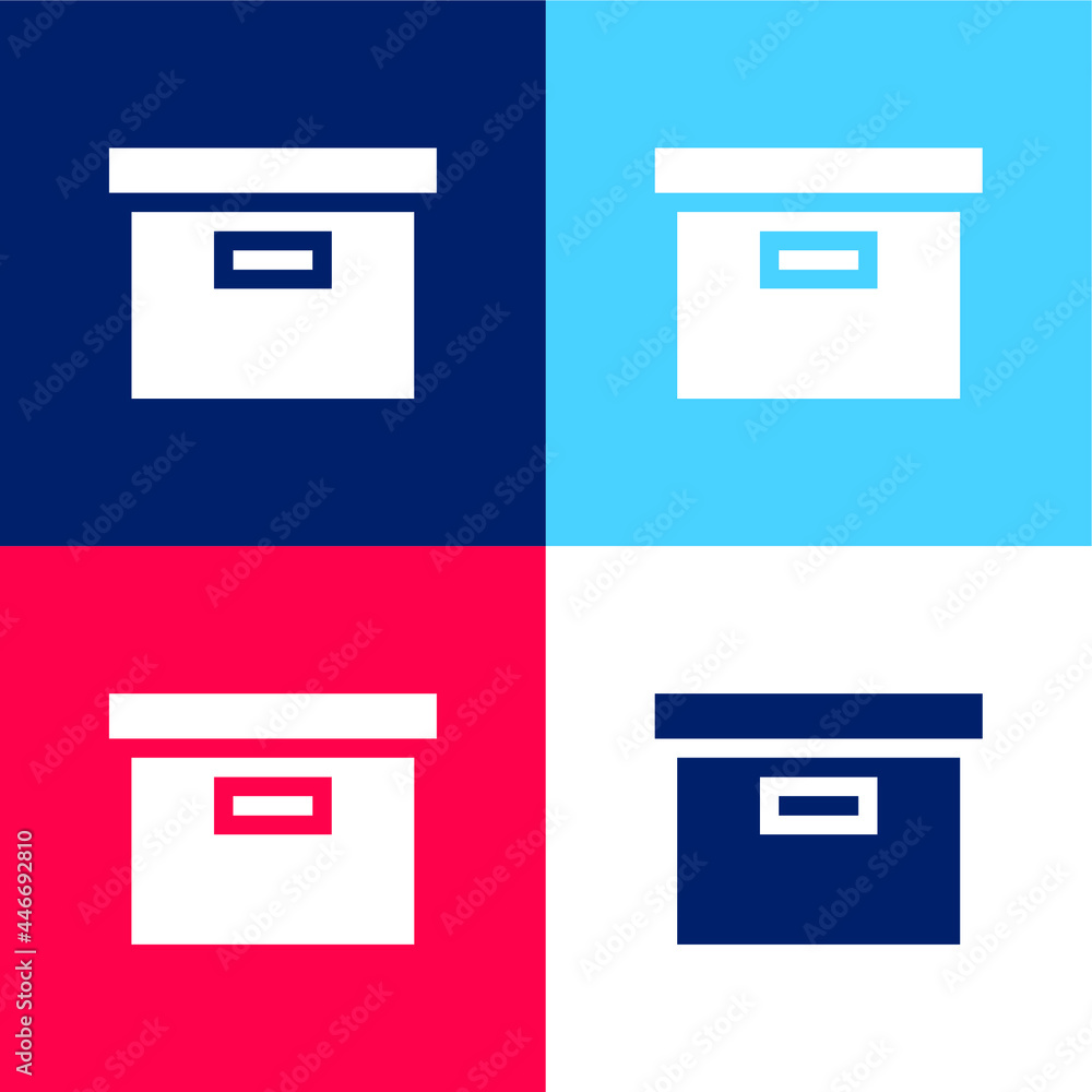 Box blue and red four color minimal icon set Box blue and red four color minimal icon set