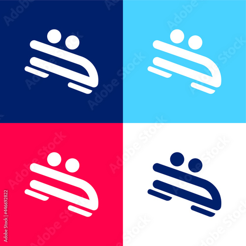 Bobsled blue and red four color minimal icon set