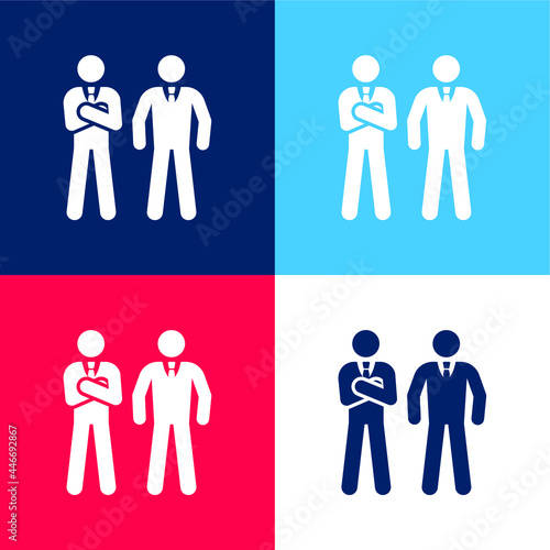 Bodyguard blue and red four color minimal icon set