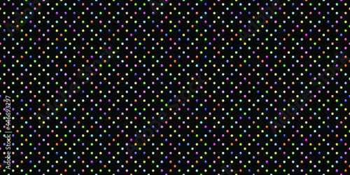 Black luxury background with colorful beads. Seamless vector illustration.