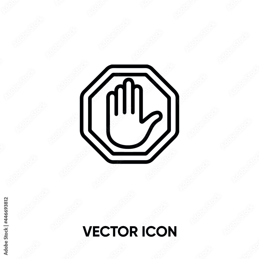 Stop vector icon. Modern, simple flat vector illustration for website or mobile app.Stop and traffic symbol, logo illustration. Pixel perfect vector graphics Stop vector icon. Modern, simple flat vector illustration for website or mobile app.Stop and traffic symbol, logo illustration. Pixel perfect vector graphics