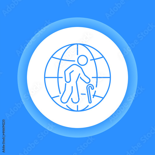 Population ageing color button icon. Eco problems. Isolated vector element.