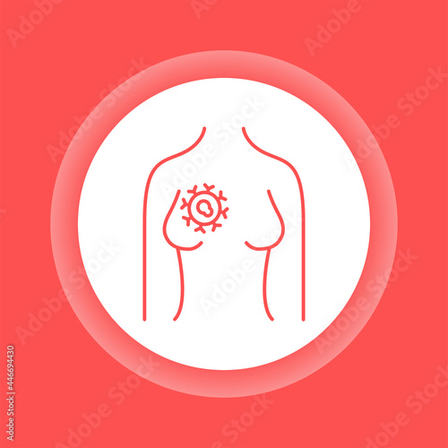 Breast cancer color button icon. Female disease. Oncology.