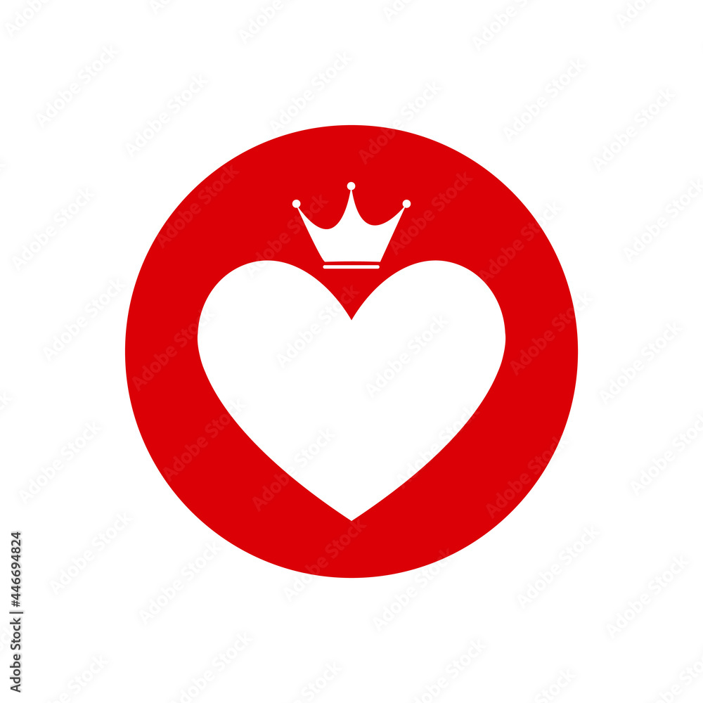 Isolated heart with a crown sketch Vector Isolated heart with a crown sketch Vector