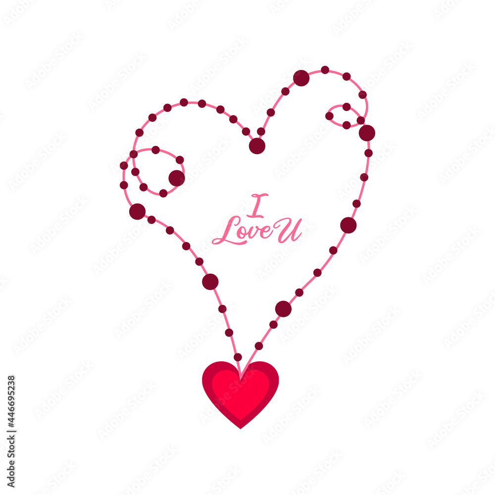 Isolated heart shape with rosary beads Vector