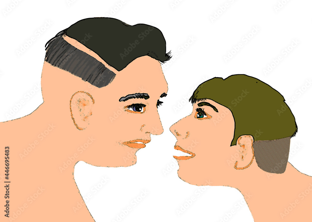 Two plain people getting to know eaxh other curious hopeful. Two plain people getting to know eaxh other curious hopeful.