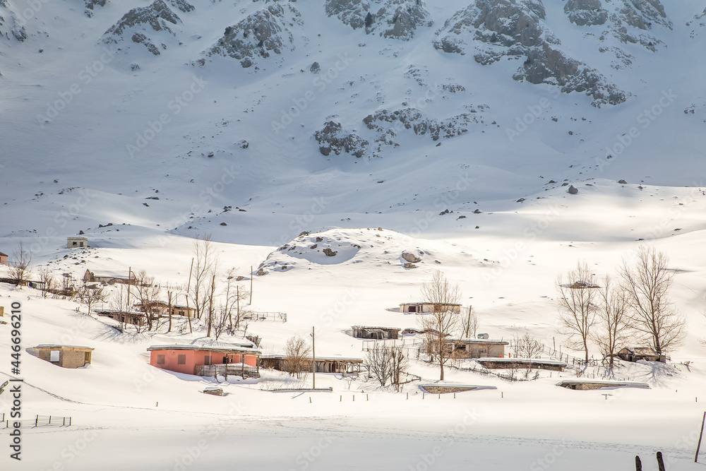 Obraz premium Antalya, winter landscape on a plateau at the foothills of Beydağları