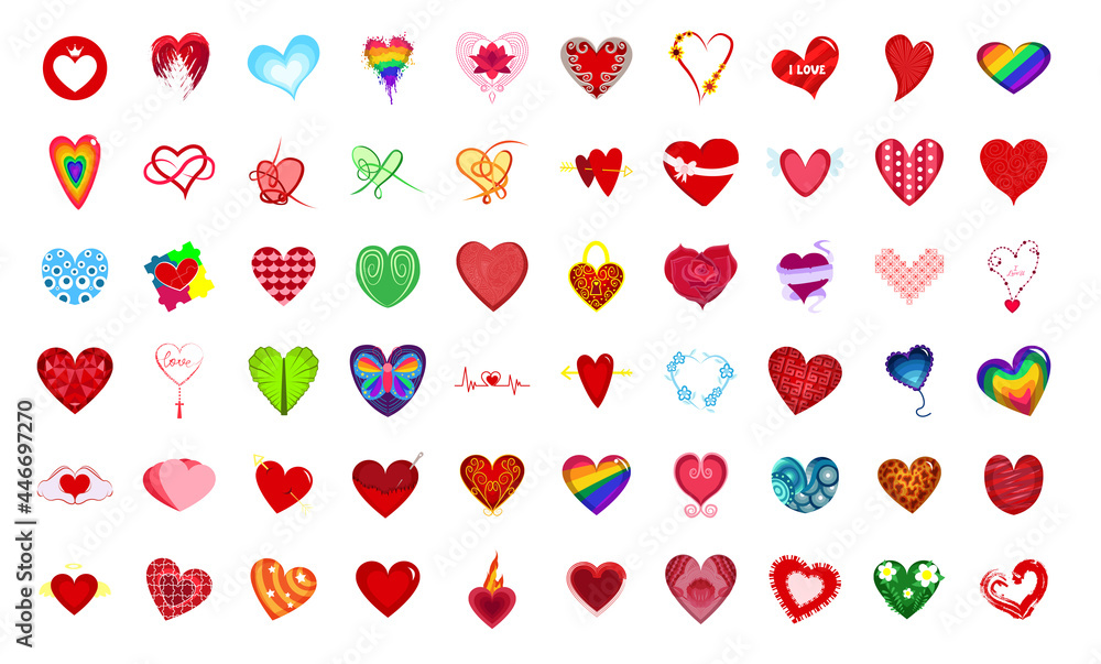 Set of heart shape sketches with different styles Set of heart shape sketches with different styles