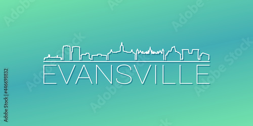 Evansville, IN, USA Skyline Linear Design. Flat City Illustration Minimal Clip Art. Background Gradient Travel Vector Icon.