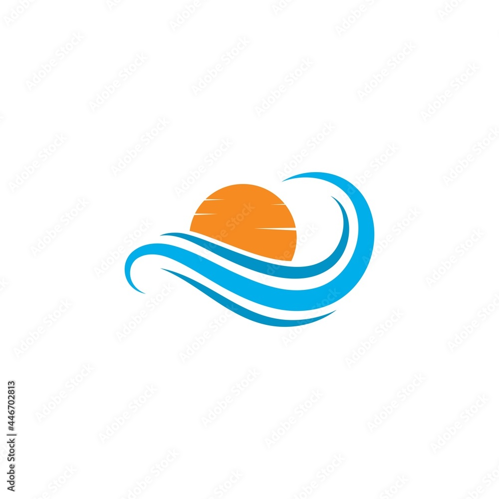 custom made wallpaper toronto digitalWater Wave with the sun natural icon Logo Template. vector Icon illustration