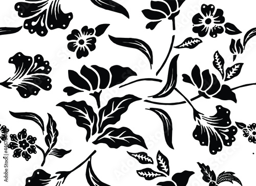 Indonesian batik motifs with very distinctive, exclusive plant patterns. vector EPS 10
