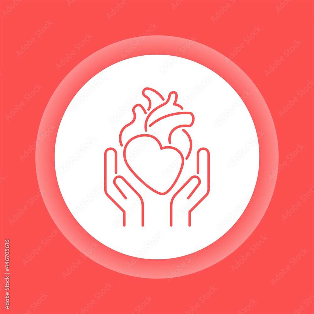 Health care cardiovascular system color button icon. Cardiology. Health care cardiovascular system color button icon. Cardiology.