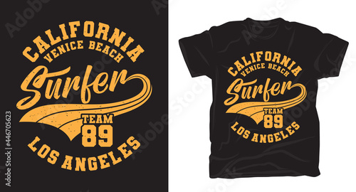 California surfer typography t-shirt design
